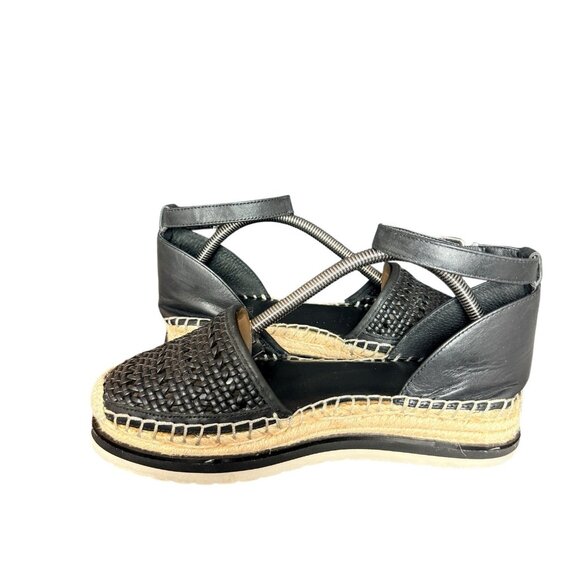 Vince Camuto Size 6 Bredenna Black Beige Espadrille Ankle Strap Sandals Women’s - Picture 3 of 8
